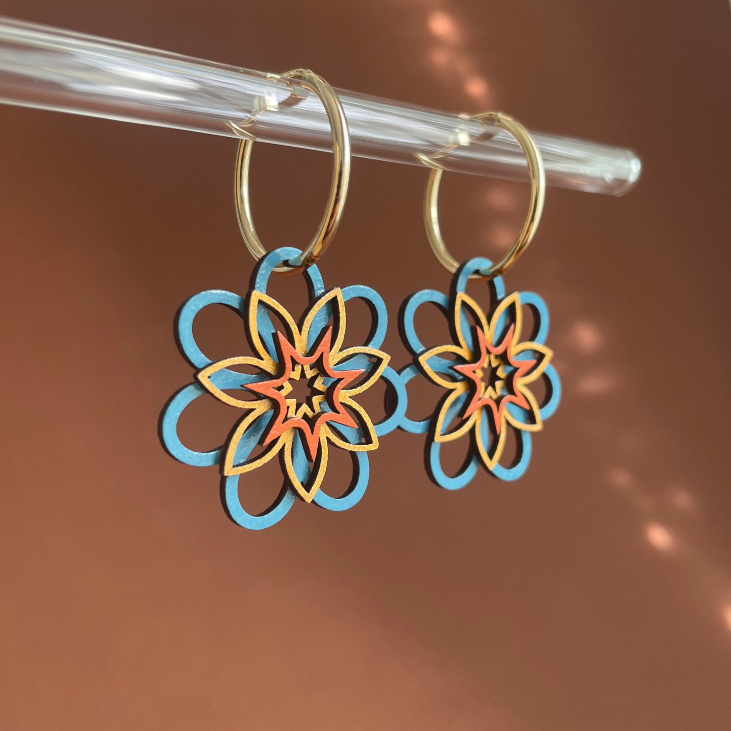 Lucia Hoop Earrings in Blue & Orange