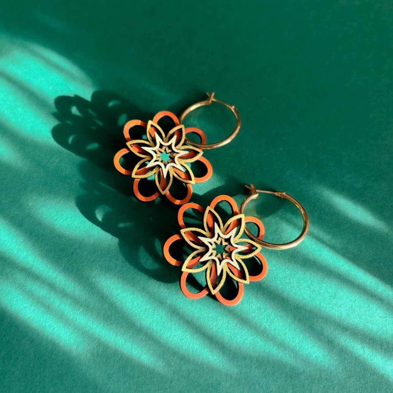 Lucia Hoop Earrings in Terracotta & Ivory