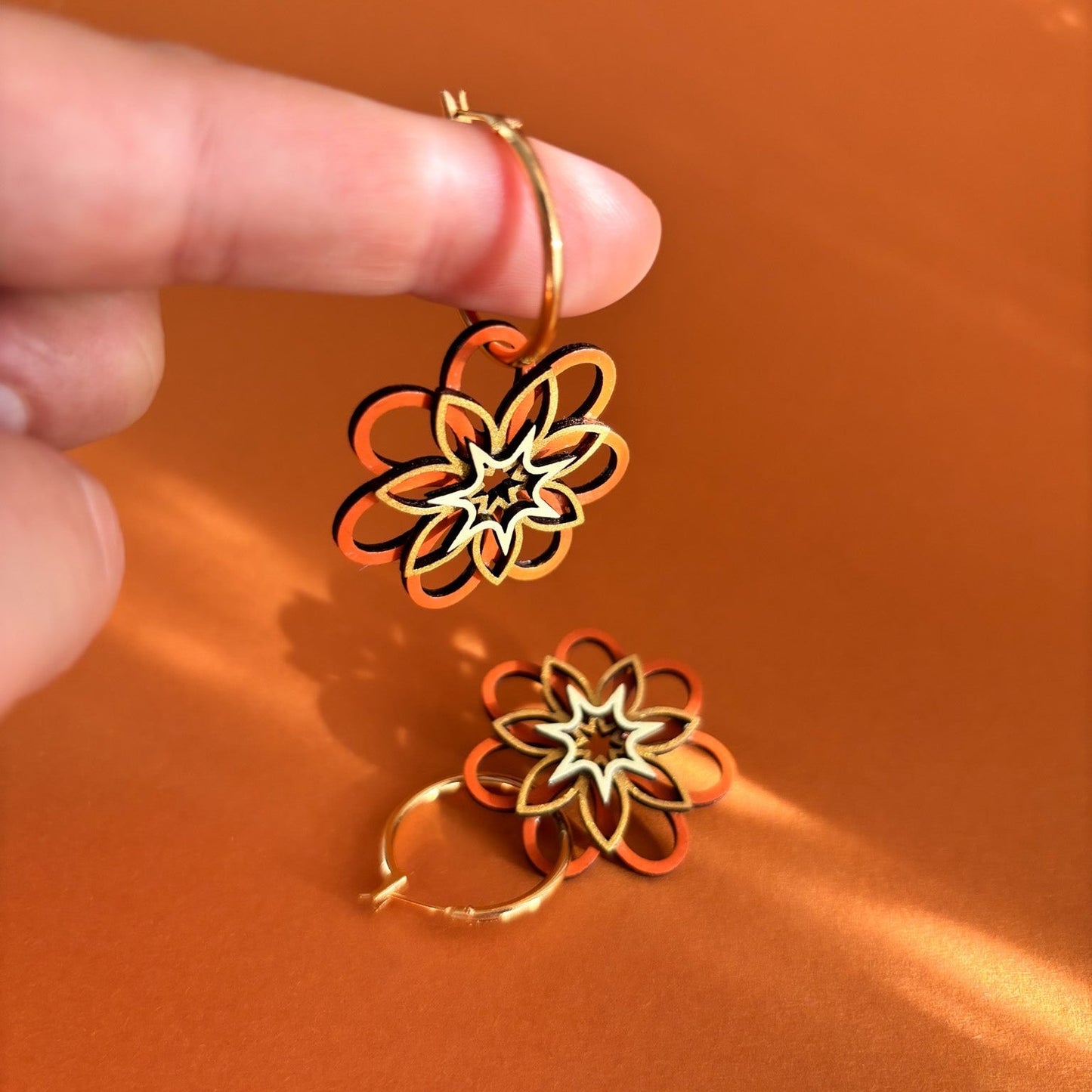 Lucia Hoop Earrings in Terracotta & Ivory