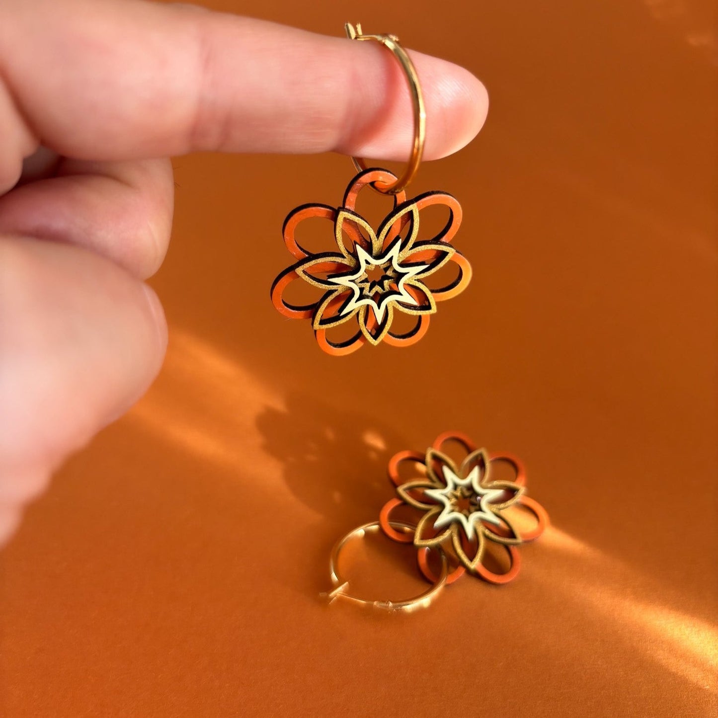 Lucia Hoop Earrings in Terracotta & Ivory