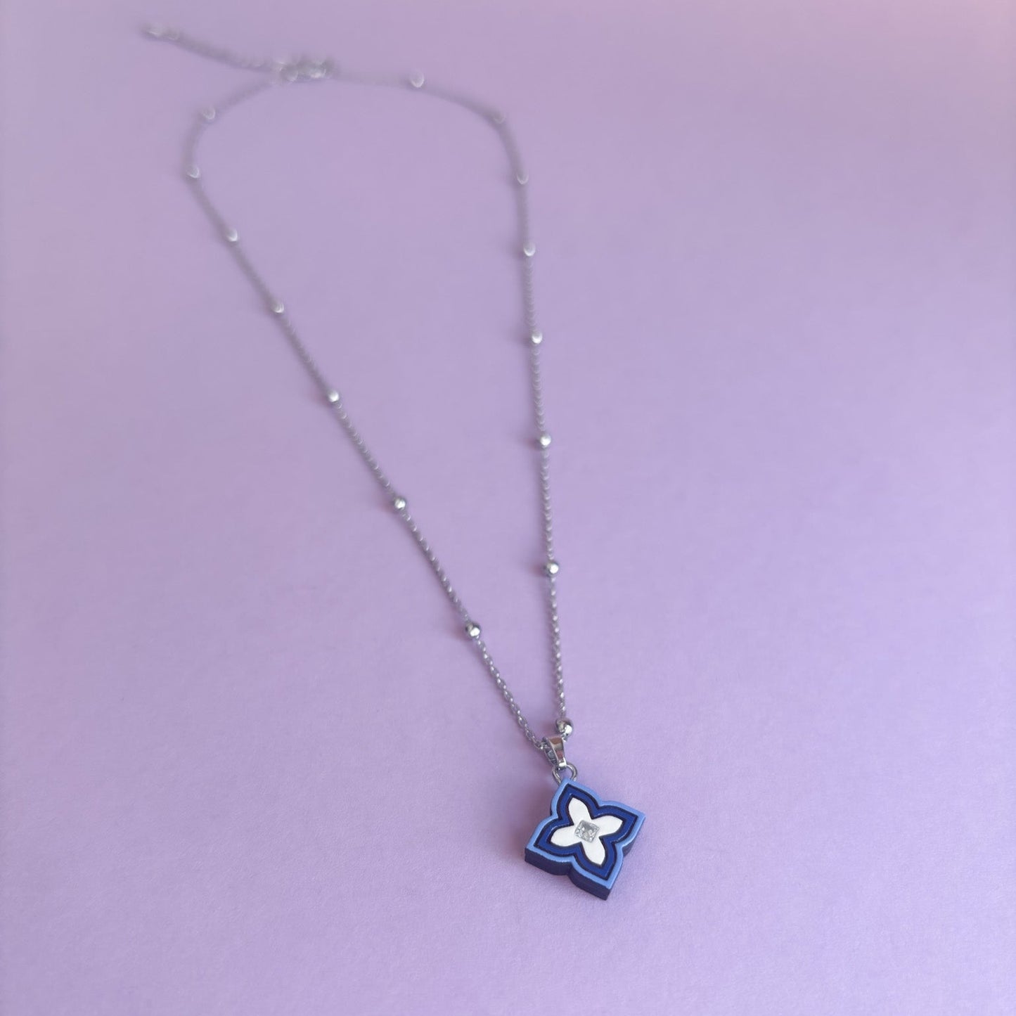 Pipa Necklace Blue on Silver