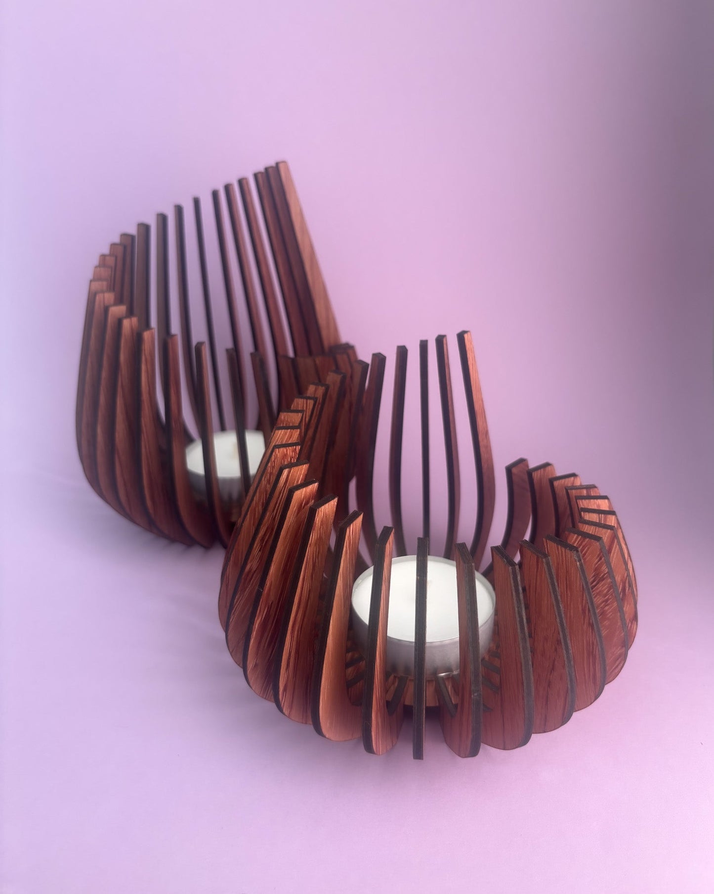Wooden Candle Holders - Spiral in 2 sizes
