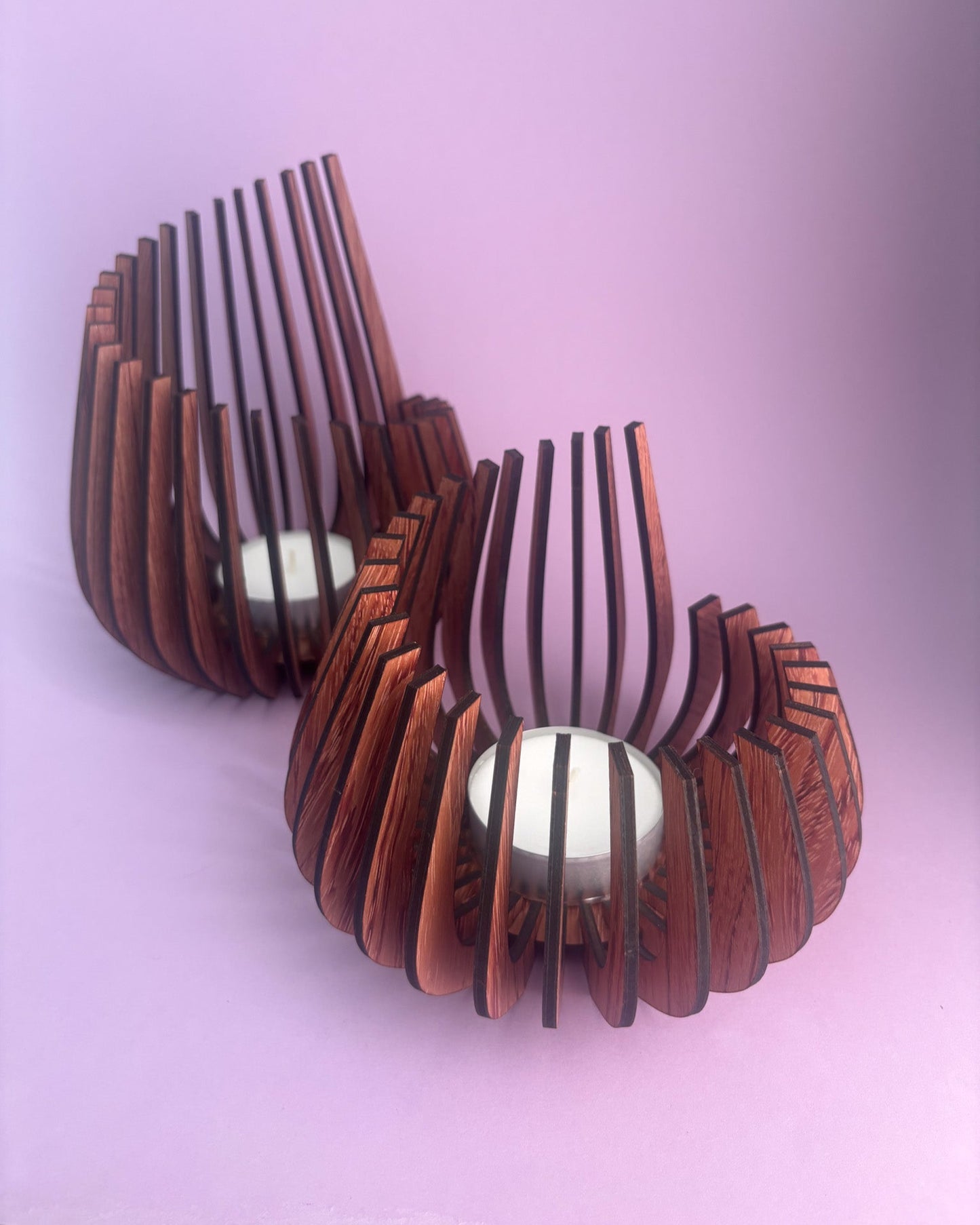 Wooden Candle Holders - Spiral in 3 sizes