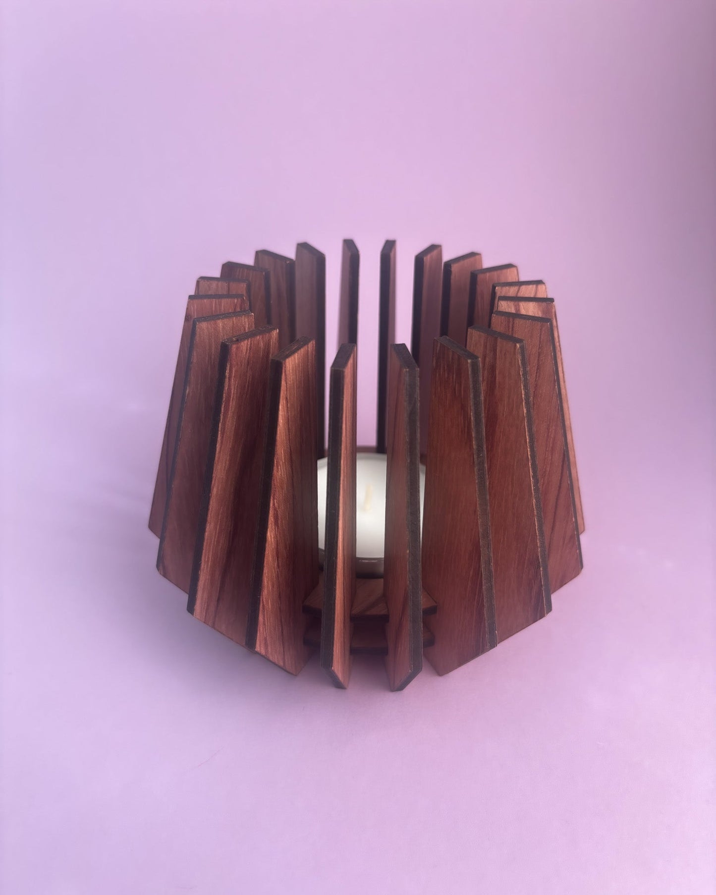 Medium Wooden Candle Holder - Edgy & Symmetric