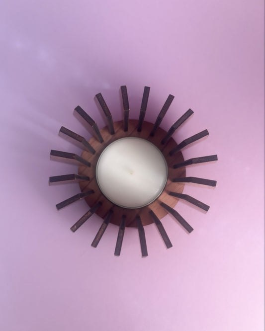 Medium Wooden Candle Holder - Edgy & Symmetric