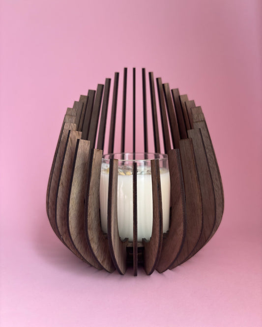 Large Wooden Candle Holder - Rounded & Symmetric