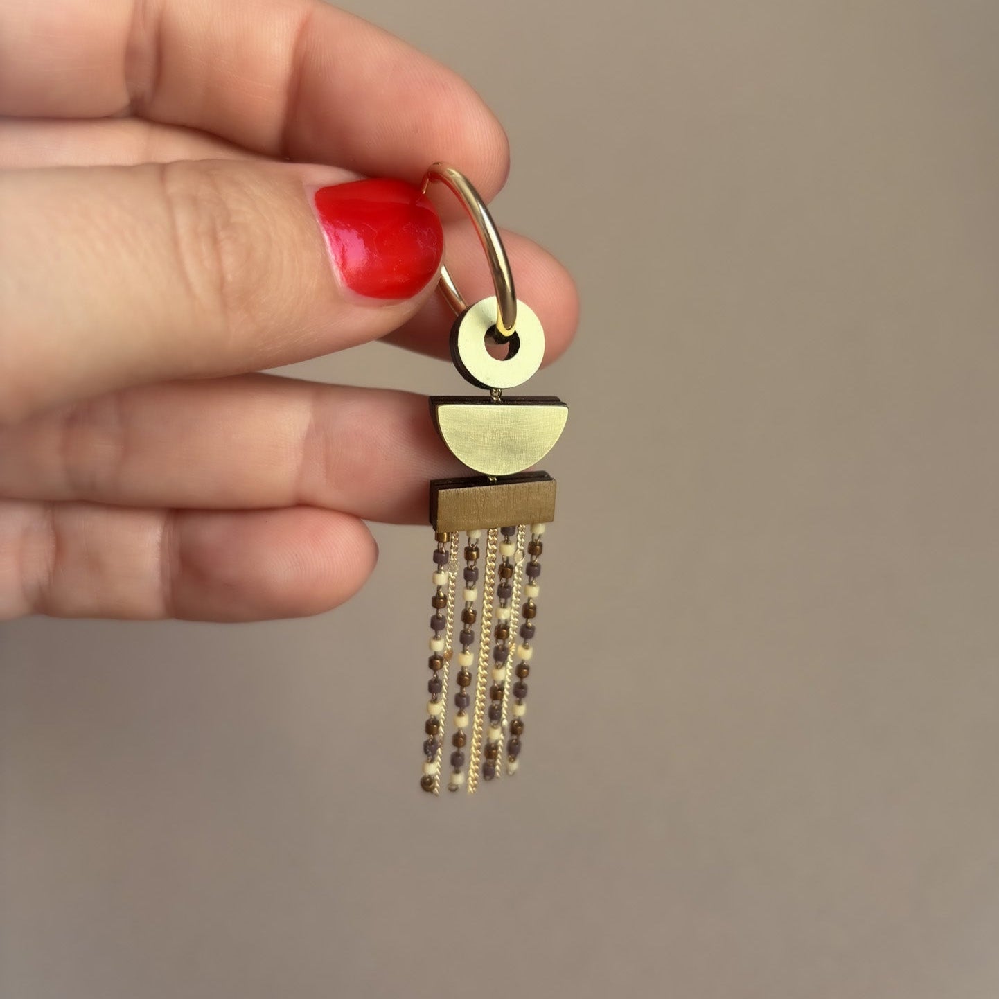 Chani Hoop Earrings in Brown & Ivory