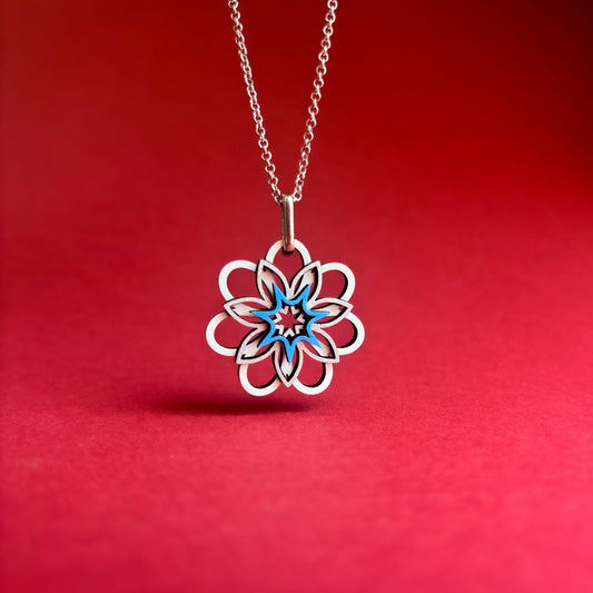 Lucia Necklace in White & Blue on Silver