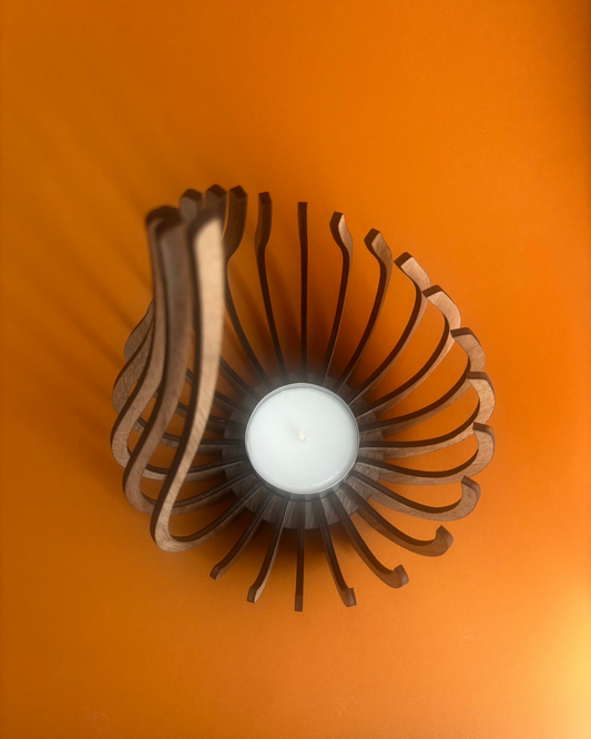 Wooden Candle Holders - Flame-Shaped in 2 sizes