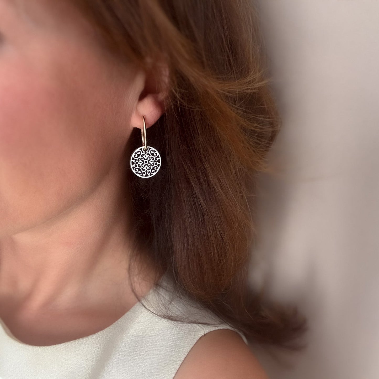 Julia Reversible Charms on Rectangle Hoops in Gold