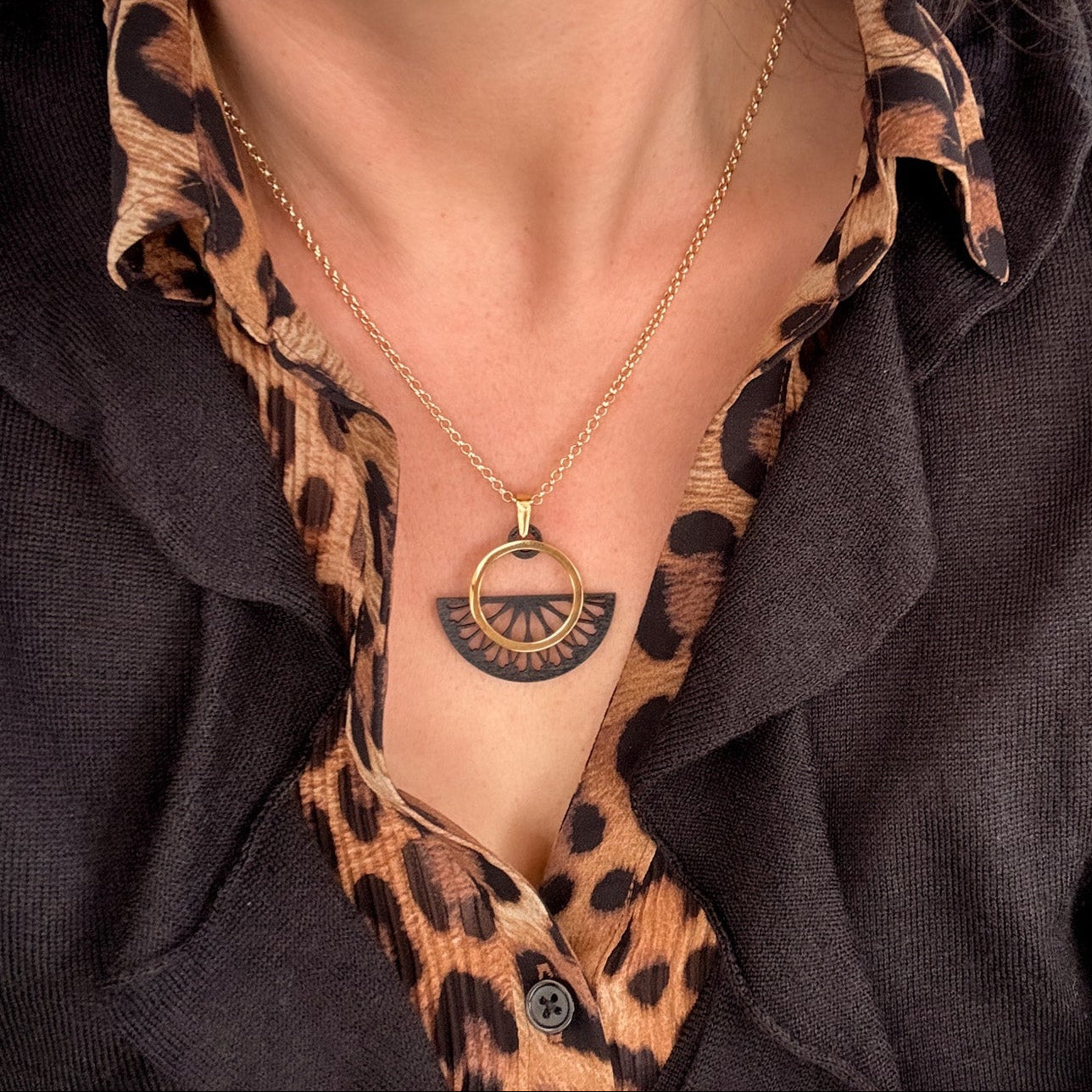 Semicircle Necklace in Black & Gold