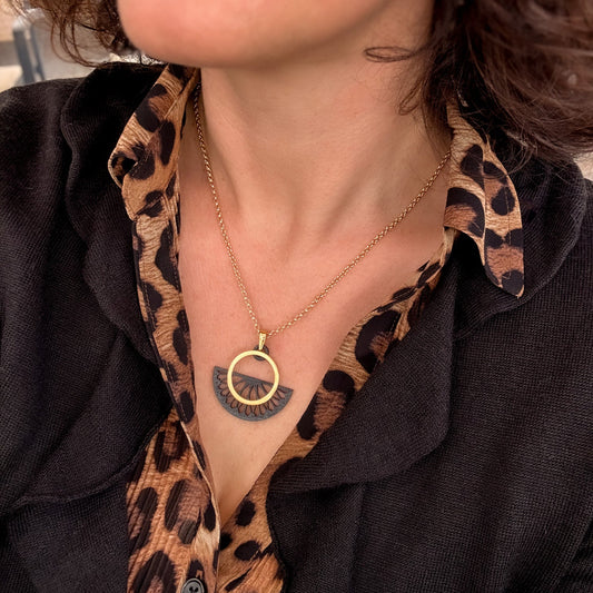 Semicircle Necklace in Black & Gold