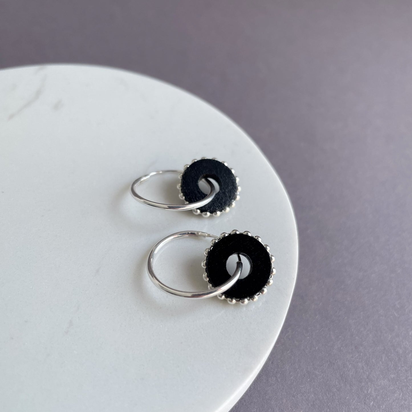 Cleo Reversible Charm in Black & Grey - Sterling Silver