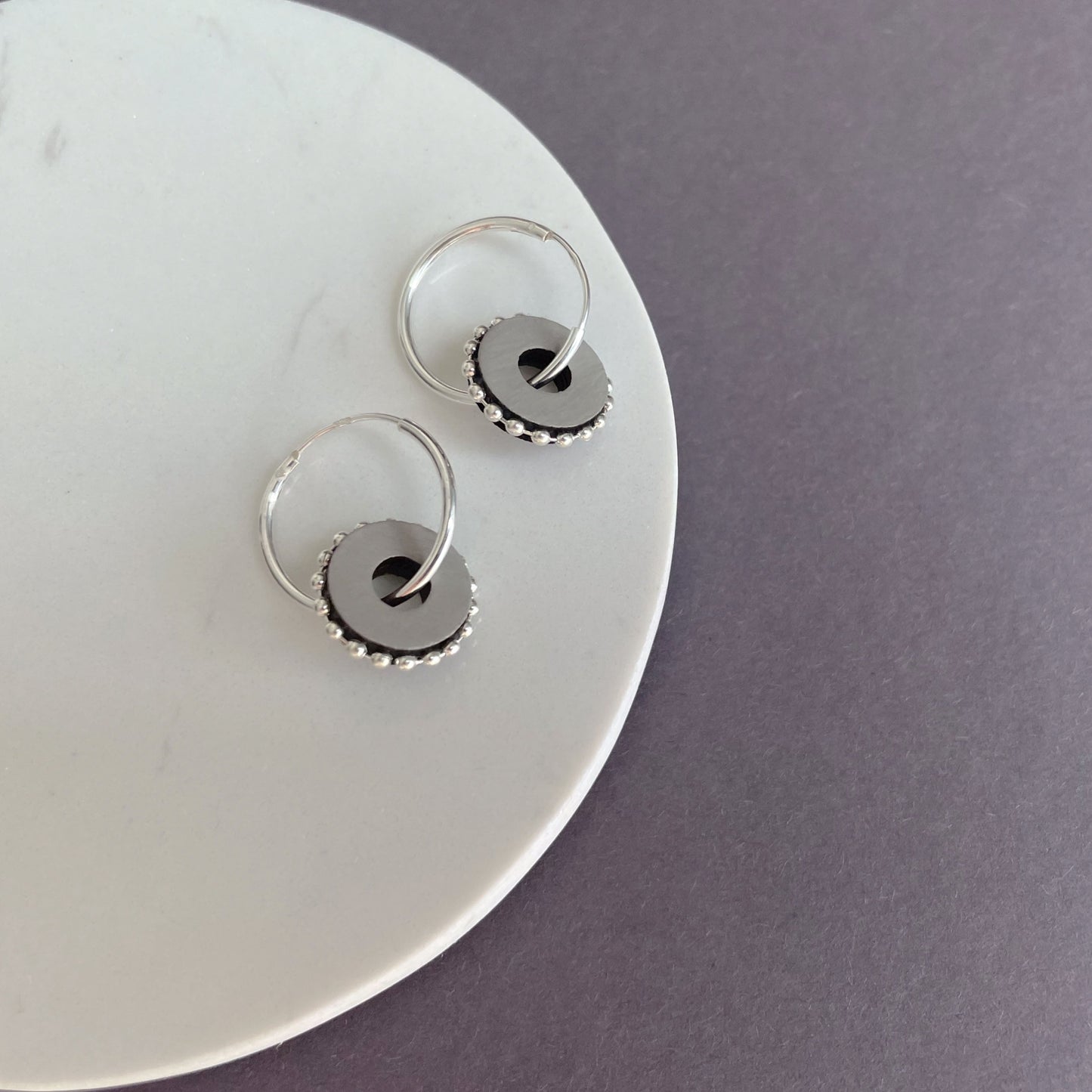 Cleo Reversible Charm in Black & Grey - Sterling Silver