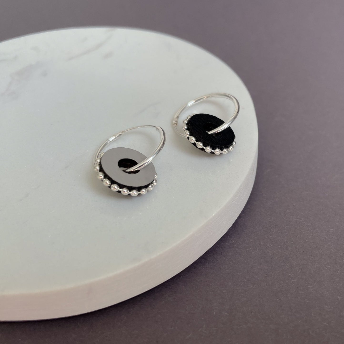Cleo Reversible Charm in Black & Grey - Sterling Silver
