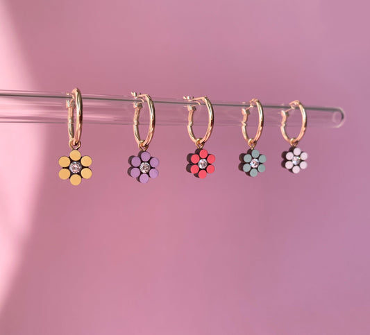 Daisy Mini Hoops in Summer Pastel Colours