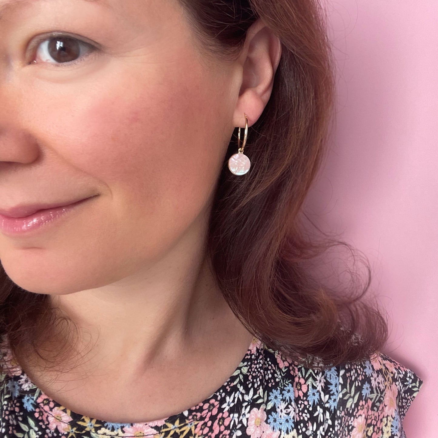 Gaia Reversible Pearl Earrings in Pink and White