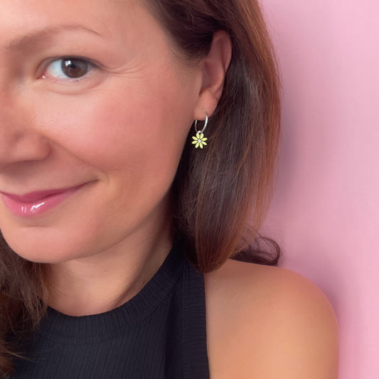 Dahlia Flower Hoops - Sterling Silver