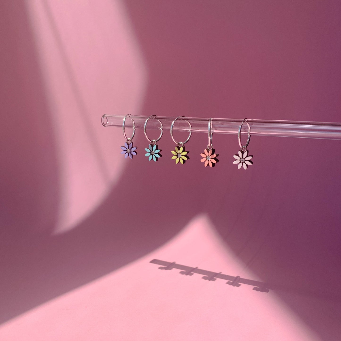 Dahlia Flower Hoops - Sterling Silver