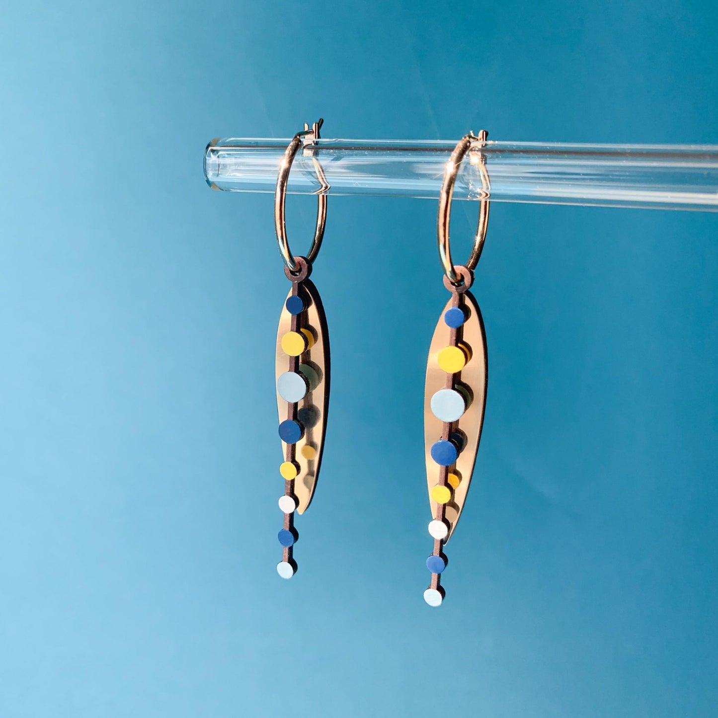 Loona Hoop Earrings in Blue and Yellow