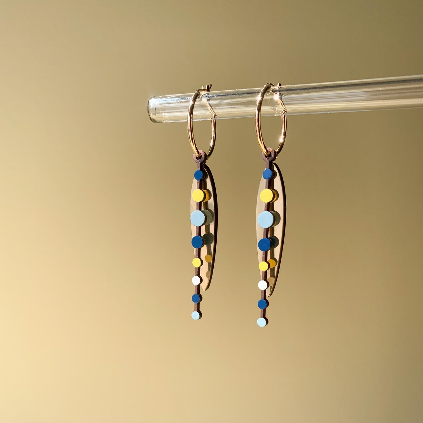 Loona Hoop Earrings in Blue and Yellow