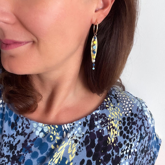 Loona Hoop Earrings in Blue and Yellow