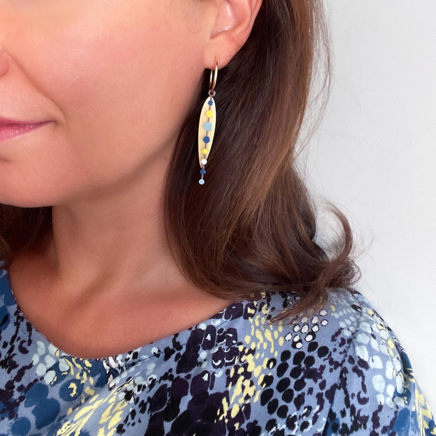 Loona Hoop Earrings in Blue and Yellow