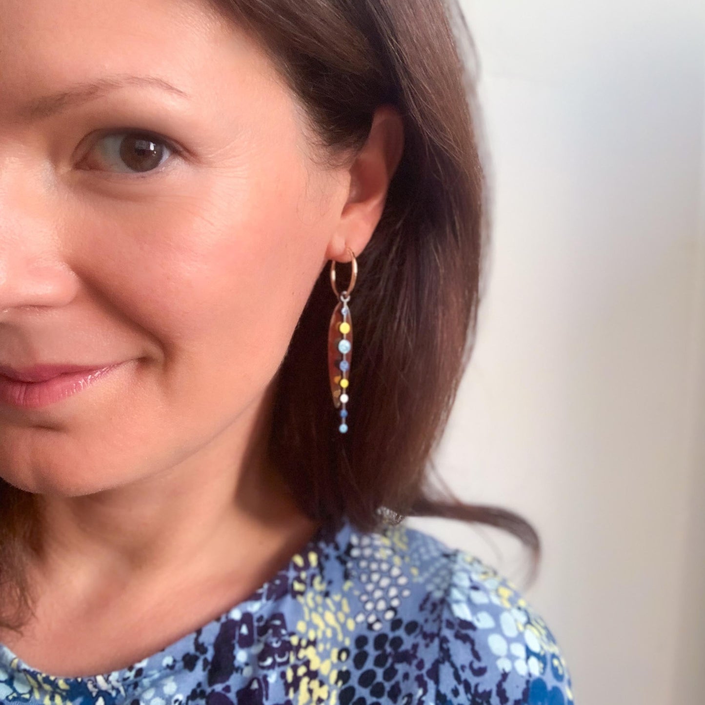 Loona Hoop Earrings in Blue and Yellow