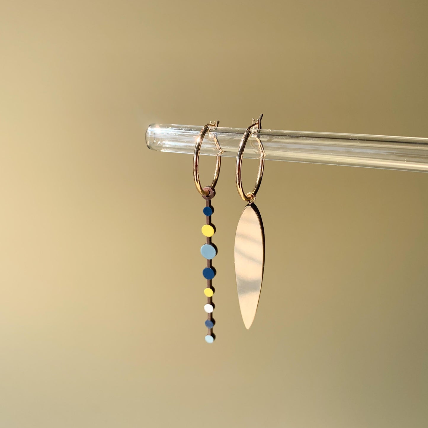 Loona Hoop Earrings in Blue and Yellow