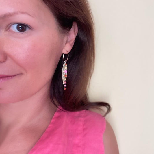 Loona Hoop Earrings in Warm Pink