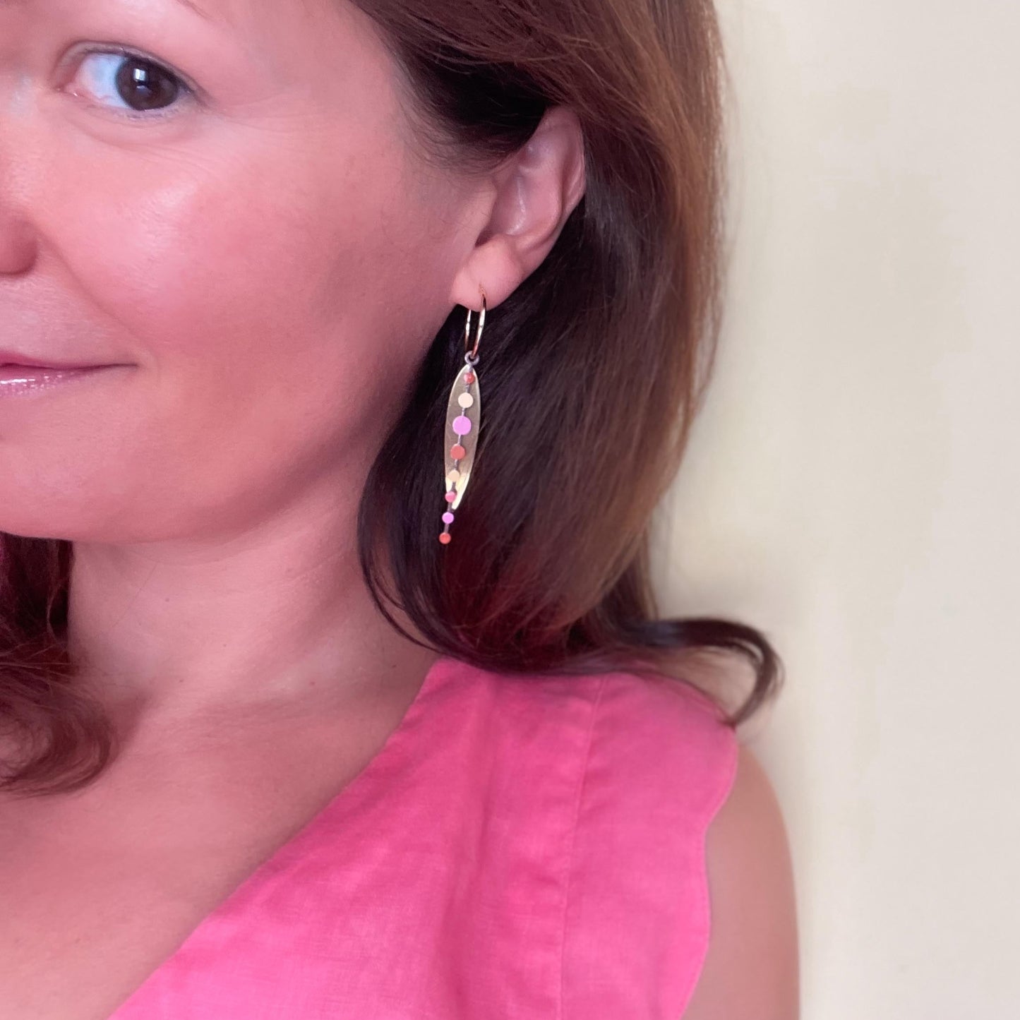 Loona Hoop Earrings in Warm Pink