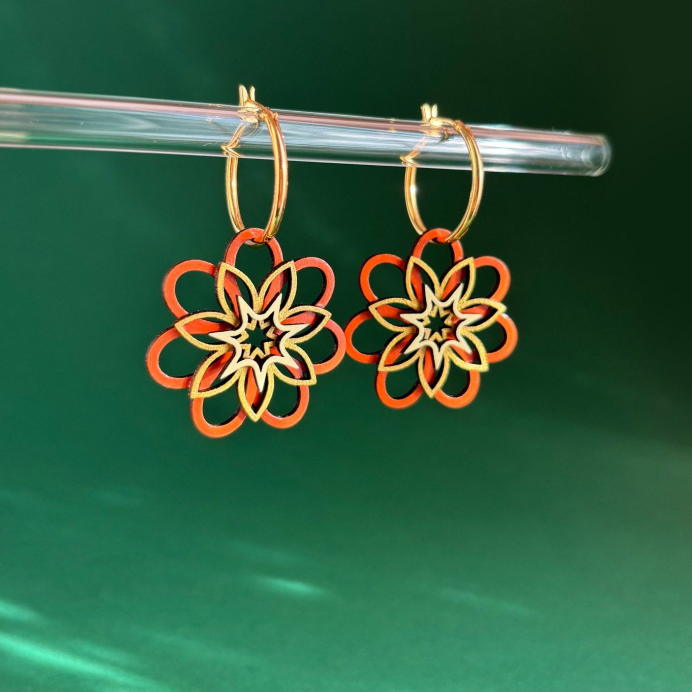 Lucia Hoop Earrings in Terracotta & Ivory