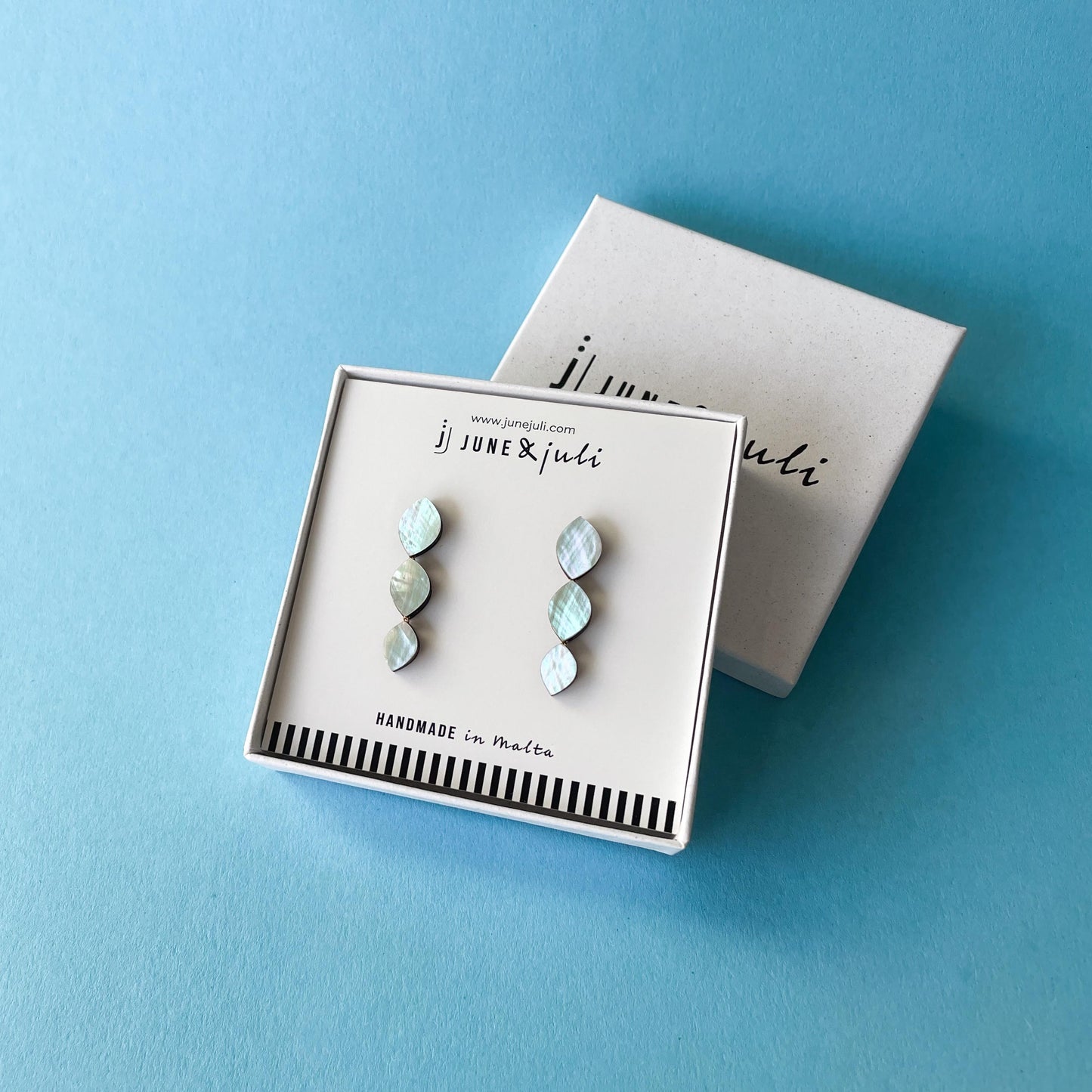 Venus Earrings in Light Blue Mother of Pearl