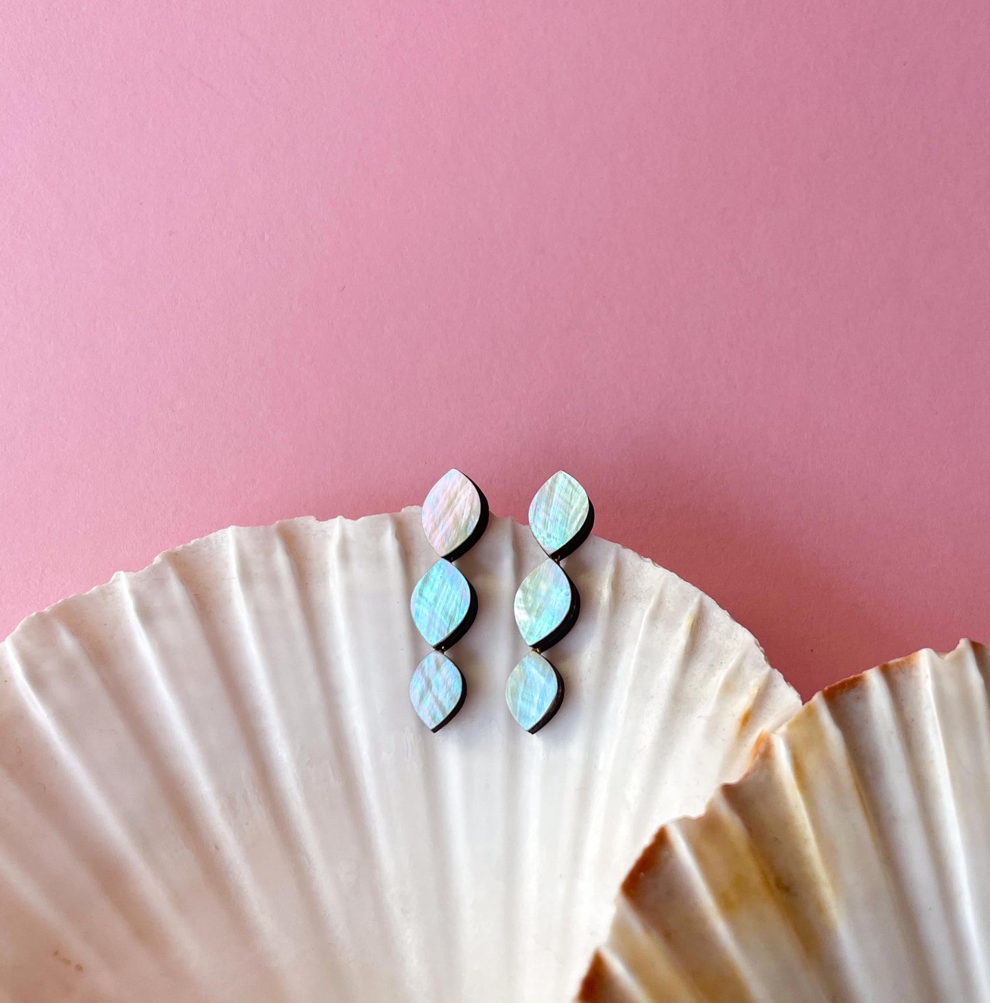 Venus Earrings in Light Blue Mother of Pearl