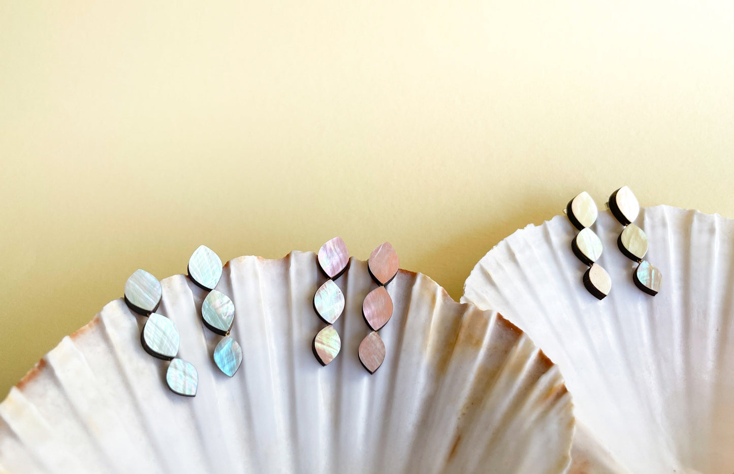Venus Earrings in Light Yellow Mother of Pearl