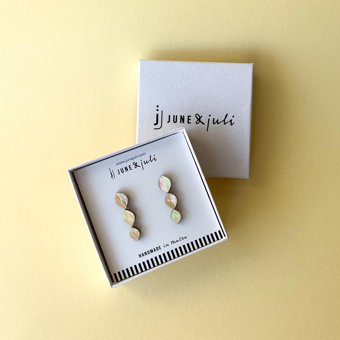 Venus Earrings in Light Yellow Mother of Pearl