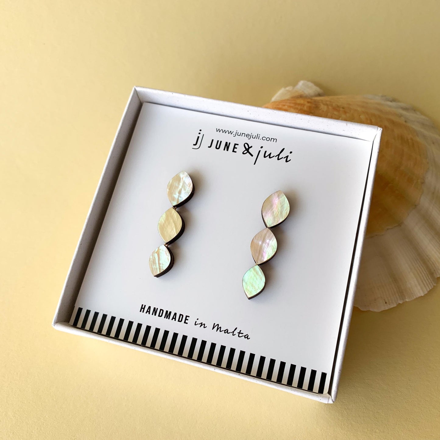 Venus Earrings in Light Yellow Mother of Pearl