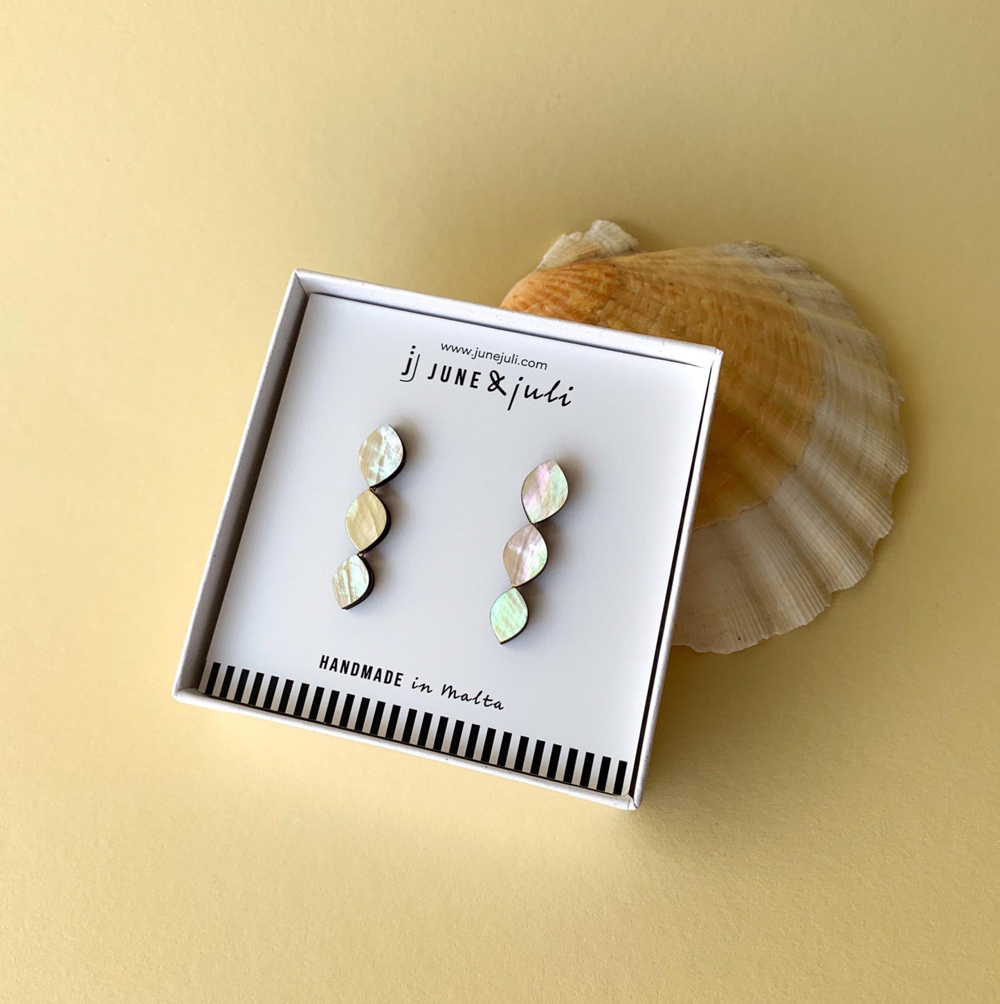 Venus Earrings in Light Yellow Mother of Pearl