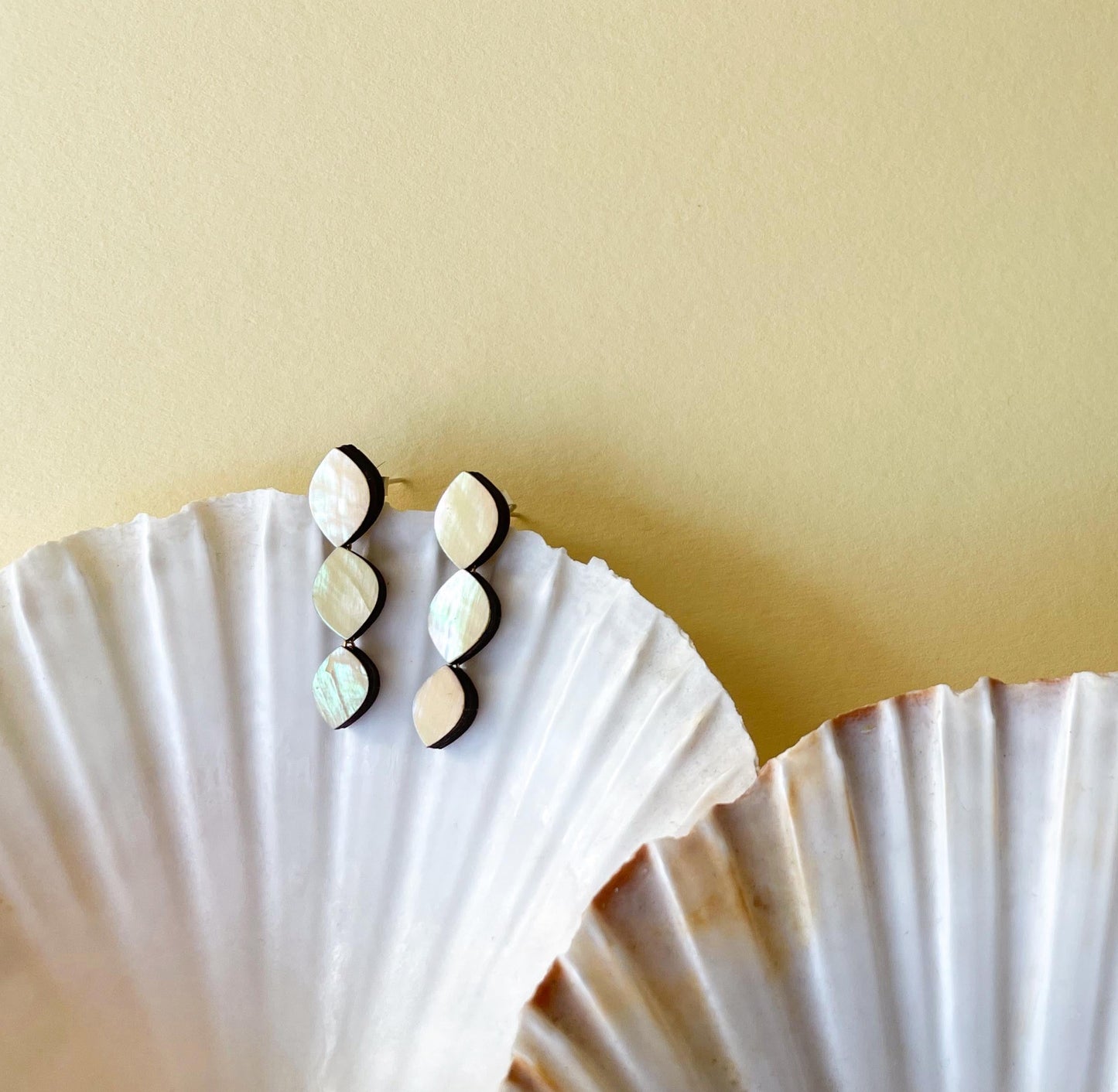 Venus Earrings in Light Yellow Mother of Pearl