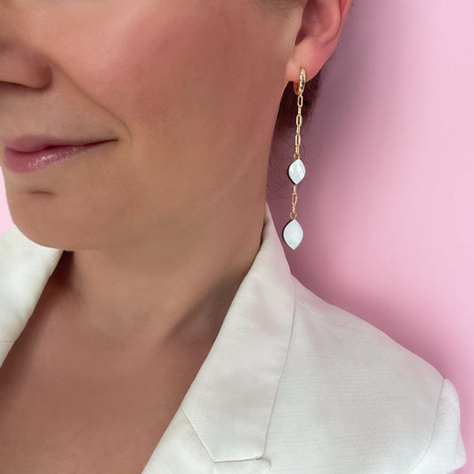 Venus on Chain Huggies in White Mother of Pearl