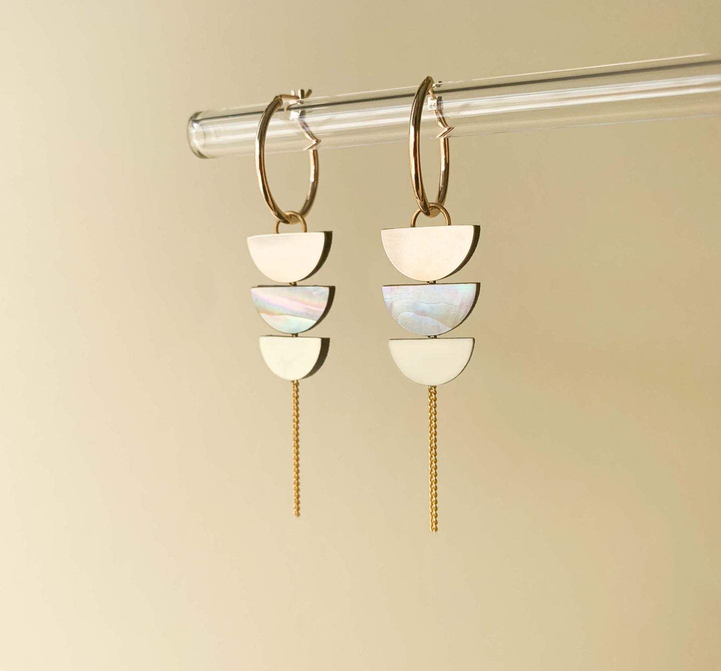 Aurora Hoop Earrings in Ivory, Beige and Gold