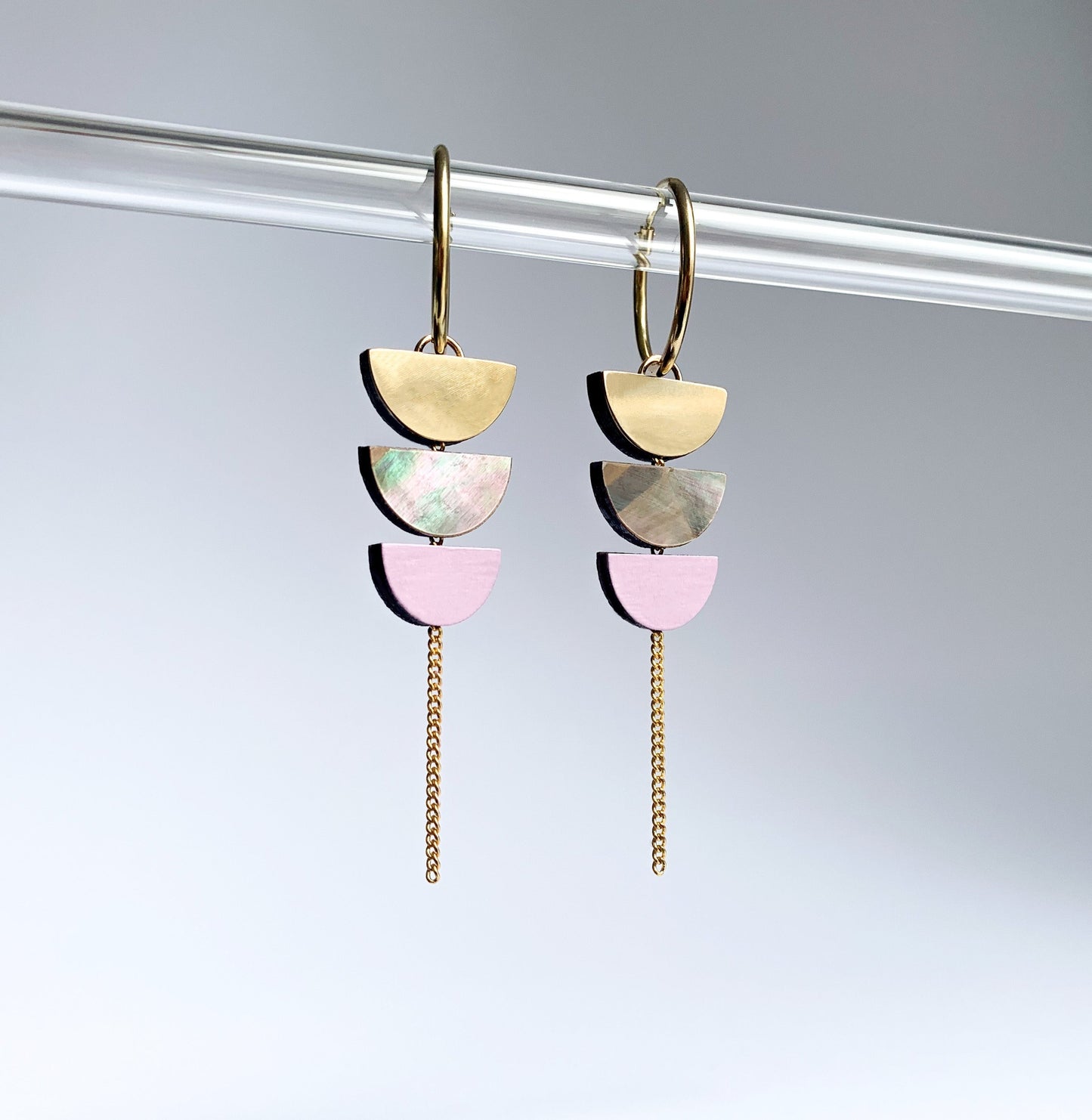 Aurora Hoop Earrings in Purple, Brown and Gold