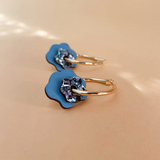 Fleur Hoop Earrings in Ocean Blue