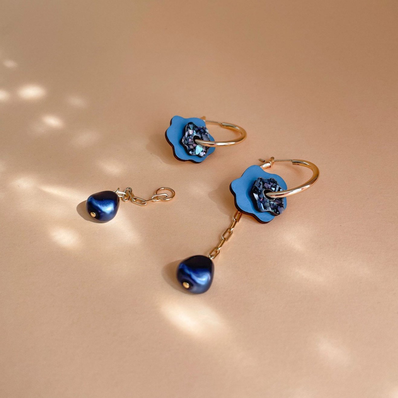 Fleur Hoop Earrings in Ocean Blue