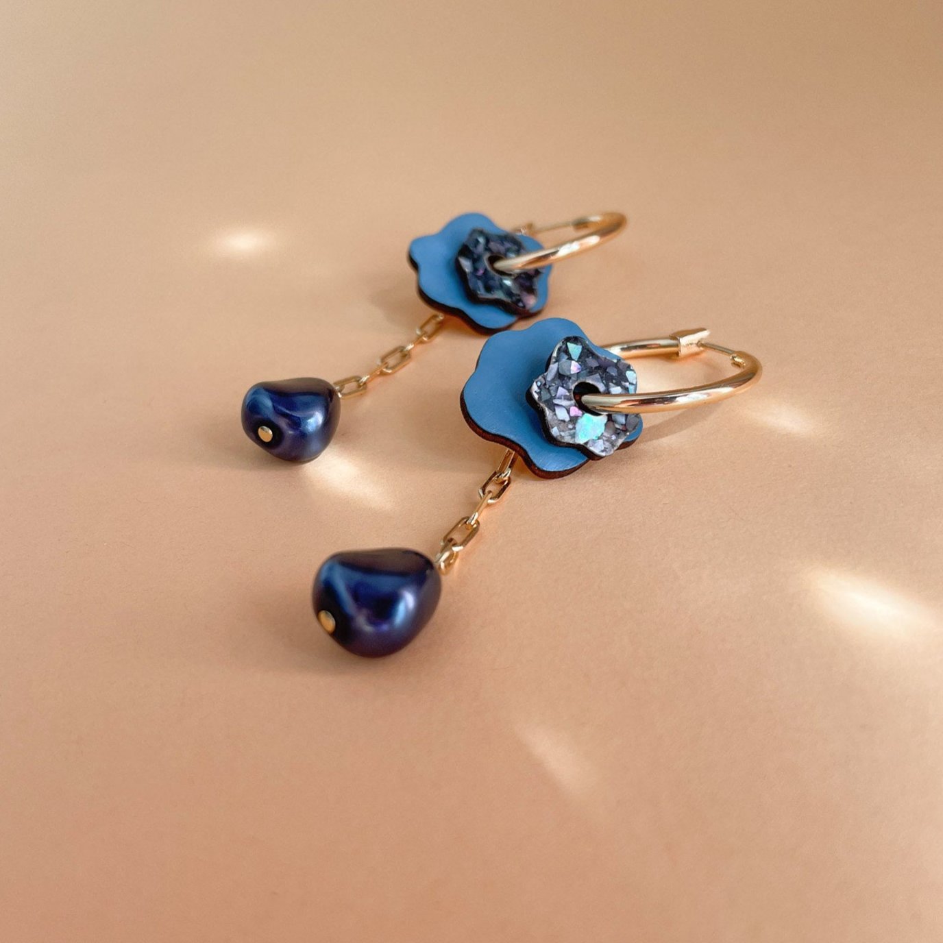 Fleur Hoop Earrings in Ocean Blue