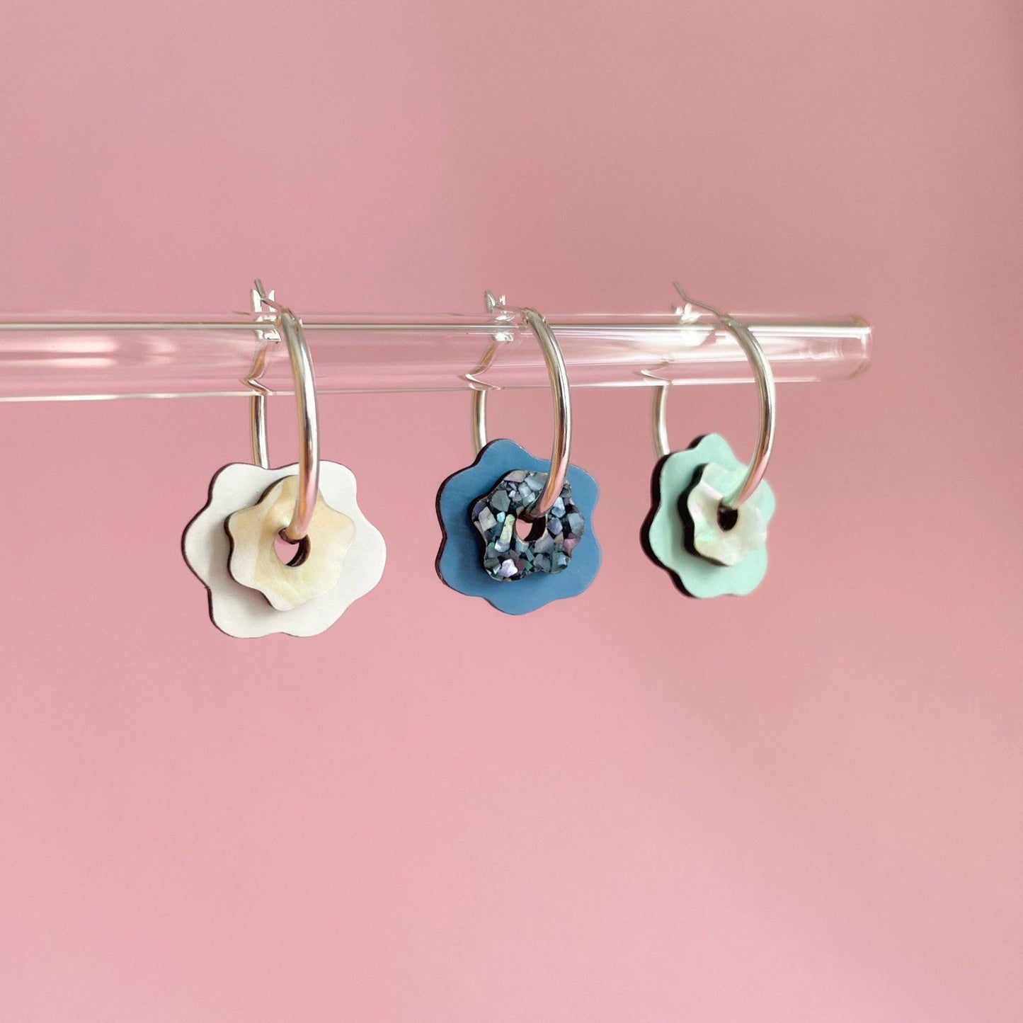 Fleur Charms on Silver Hoops