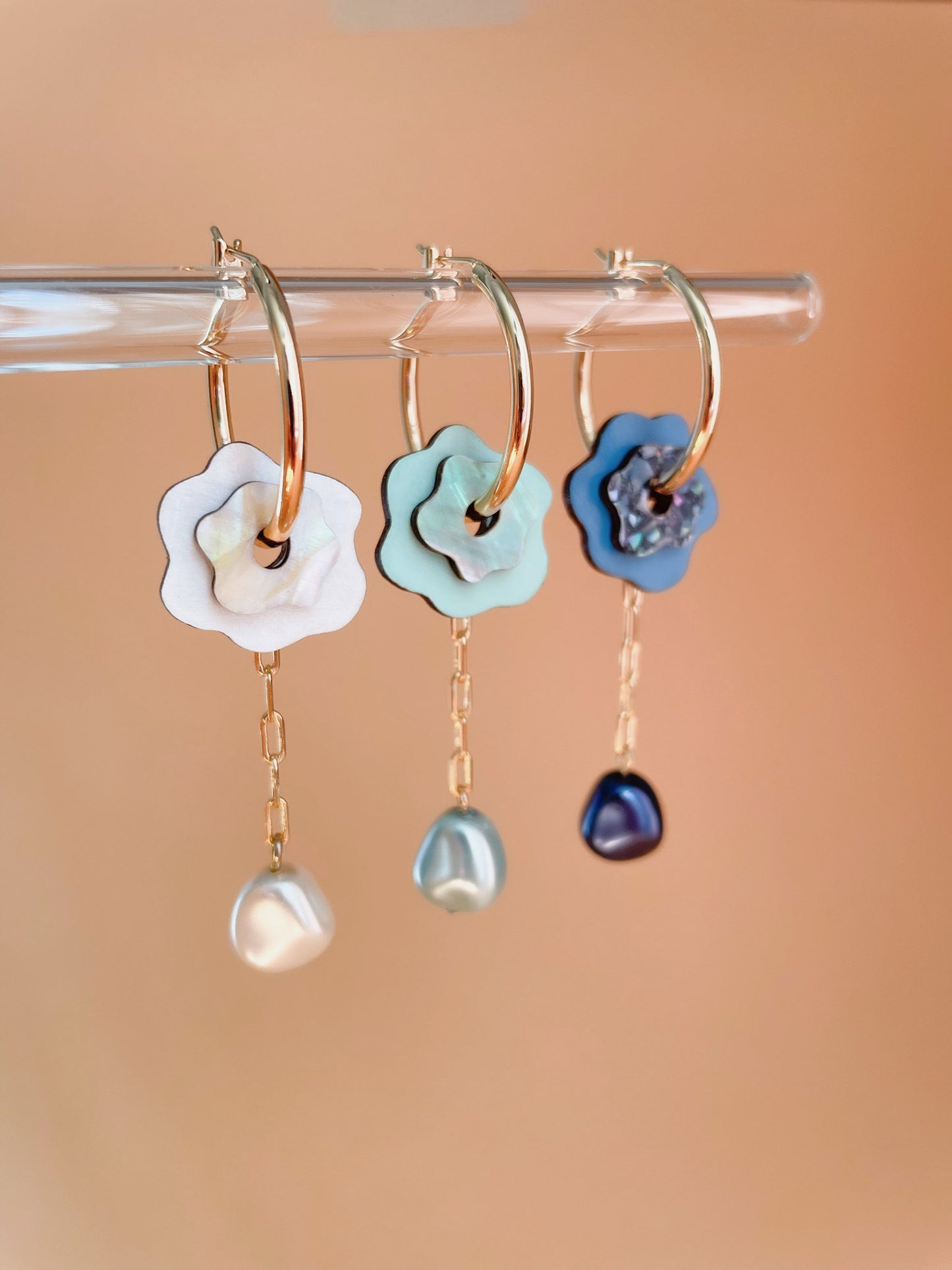 Fleur Hoop Earrings in Light Mint