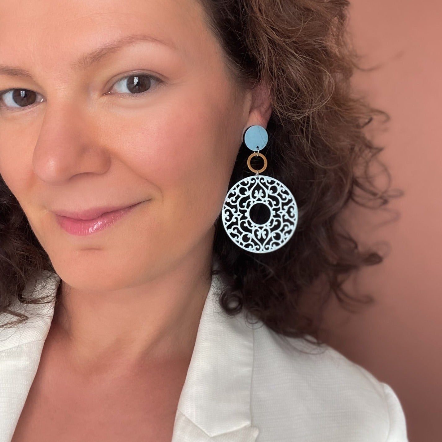Greta Earrings in Light Blue/Silver