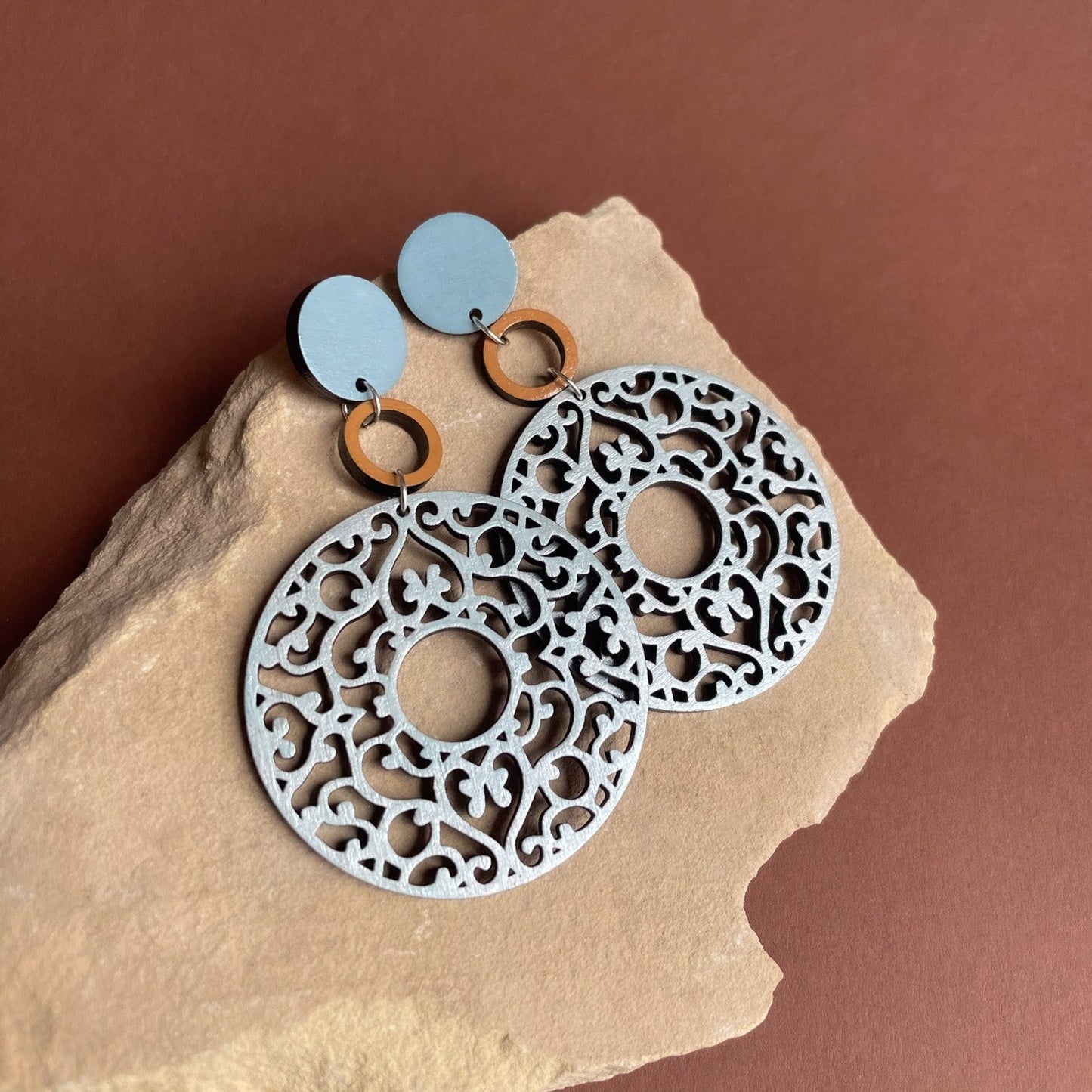 Greta Earrings in Light Blue/Silver