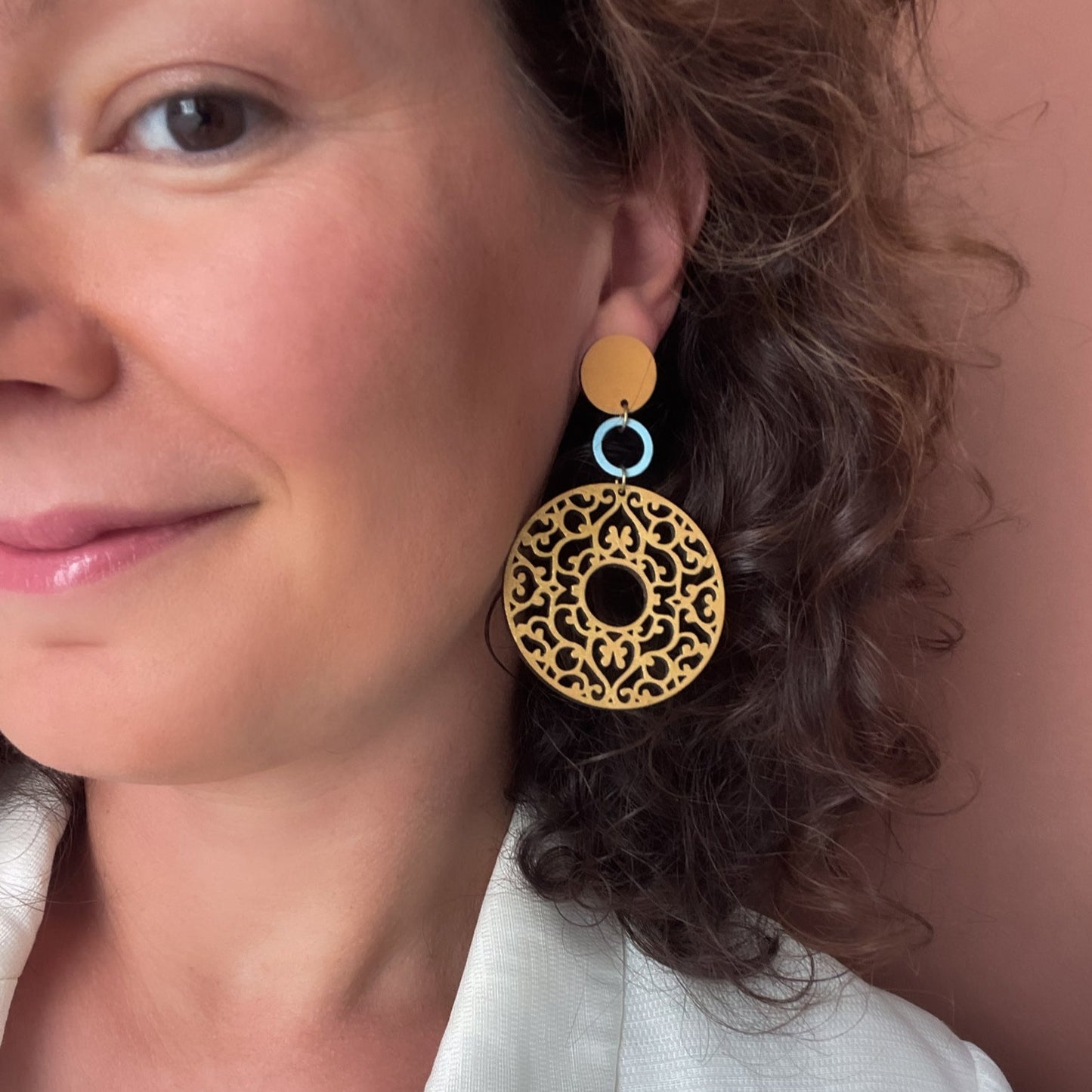 Greta Earrings in Ochre/Gold